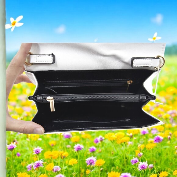 Retro Pin-Up Striped Clutch Purse – 60s Mod Vintage Convertible Crossbody Bag - Picture 5 of 16